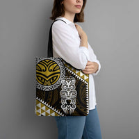 Yellow Aotearoa Niho Taniwha Tote Bag Maori Mythology Tooth - Taniko Motifs - Polynesian Pride