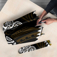 Yellow Aotearoa Niho Taniwha Umbrella Maori Mythology Tooth - Taniko Motifs - Polynesian Pride