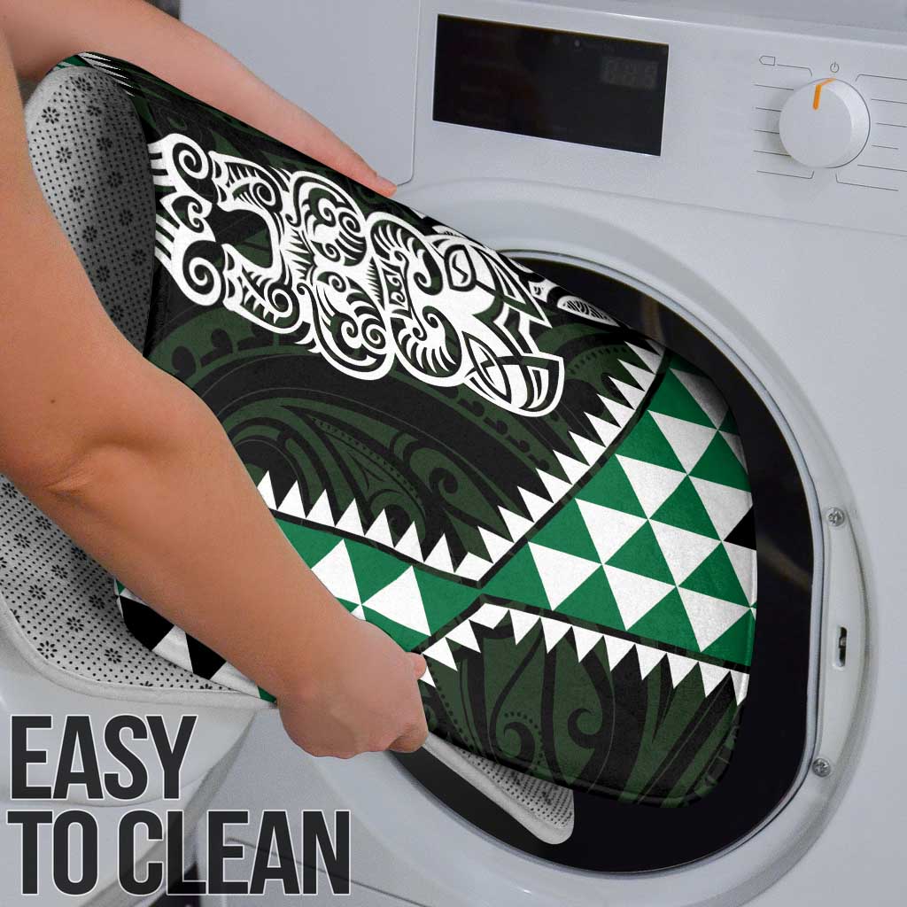 Green Aotearoa Niho Taniwha Bathroom Set Maori Mythology Tooth - Taniko Motifs - Polynesian Pride