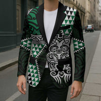 Green Aotearoa Niho Taniwha Blazer Maori Mythology Tooth - Taniko Motifs - Polynesian Pride