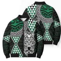Green Aotearoa Niho Taniwha Bomber Puffer Jacket Maori Mythology Tooth - Taniko Motifs LT14 - Polynesian Pride