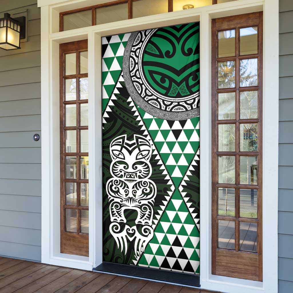 Green Aotearoa Niho Taniwha Door Cover Maori Mythology Tooth - Taniko Motifs - Polynesian Pride