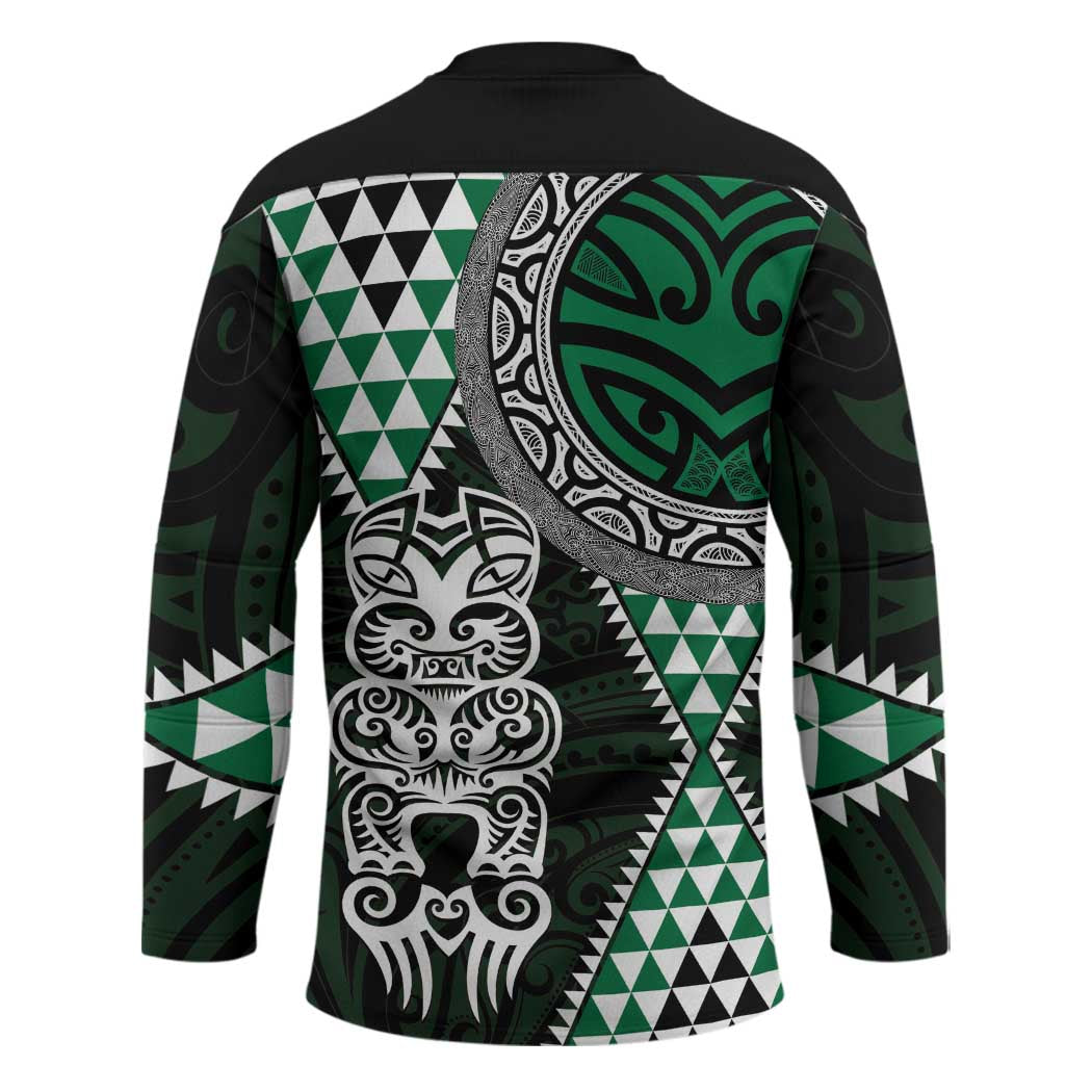 Green Aotearoa Niho Taniwha Hockey Jersey Maori Mythology Tooth - Taniko Motifs - Polynesian Pride