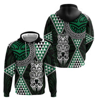 Green Aotearoa Niho Taniwha Hoodie Maori Mythology Tooth - Taniko Motifs