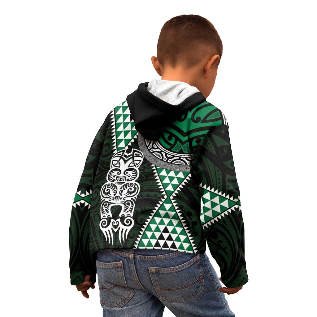 Green Aotearoa Niho Taniwha Kid Hoodie Maori Mythology Tooth - Taniko Motifs