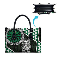 Green Aotearoa Niho Taniwha Leather Bag Maori Mythology Tooth - Taniko Motifs - Polynesian Pride