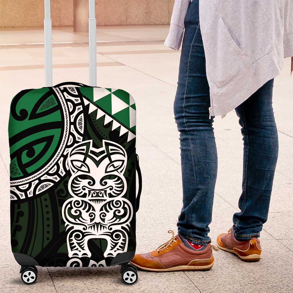 Green Aotearoa Niho Taniwha Luggage Cover Maori Mythology Tooth - Taniko Motifs LT14 Green - Polynesian Pride