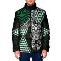 Green Aotearoa Niho Taniwha Padded Jacket Maori Mythology Tooth - Taniko Motifs LT14 Men Green - Polynesian Pride