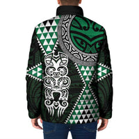 Green Aotearoa Niho Taniwha Padded Jacket Maori Mythology Tooth - Taniko Motifs LT14 - Polynesian Pride