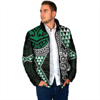 Green Aotearoa Niho Taniwha Padded Jacket Maori Mythology Tooth - Taniko Motifs LT14 - Polynesian Pride