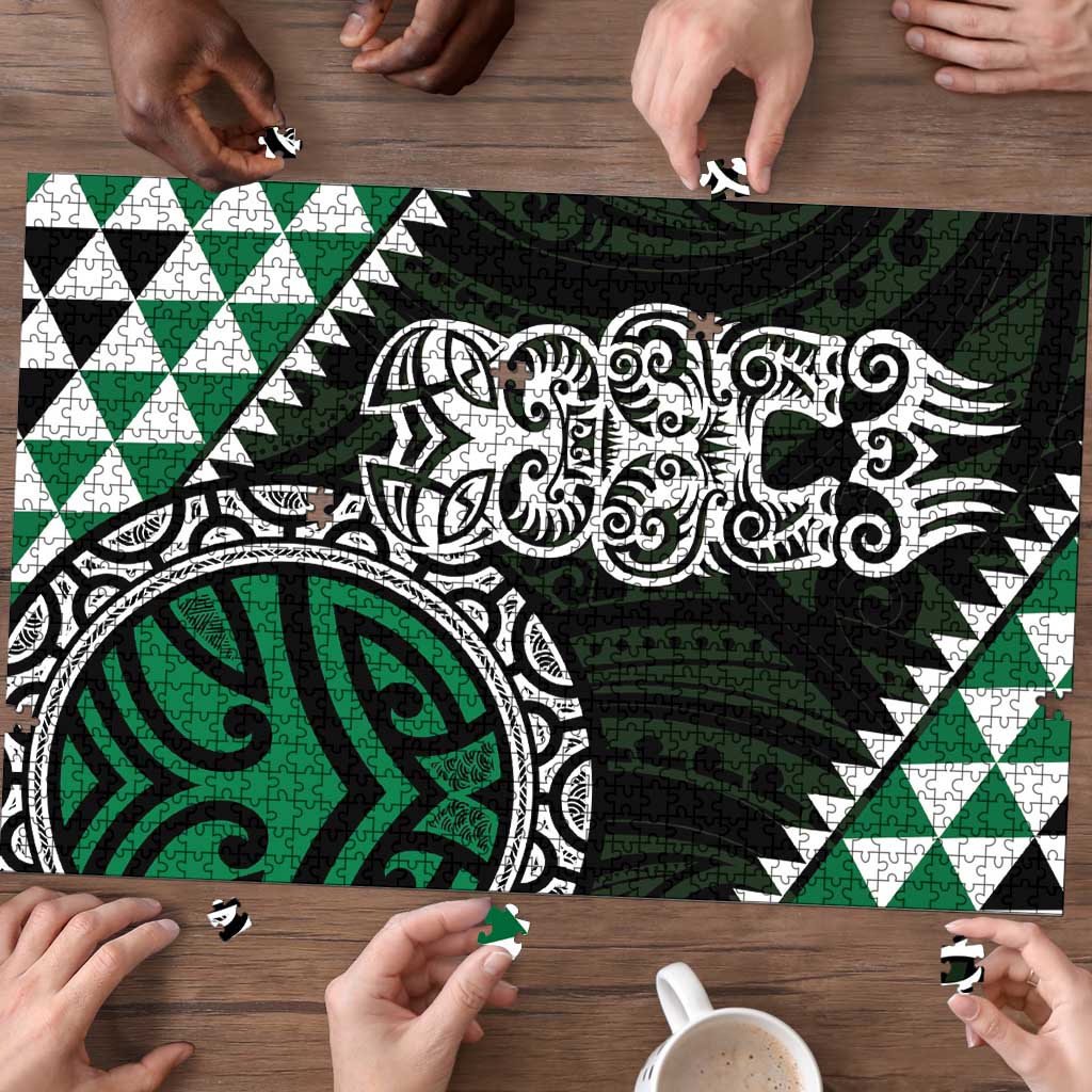 Green Aotearoa Niho Taniwha Puzzle Maori Mythology Tooth - Taniko Motifs LT14 - Polynesian Pride
