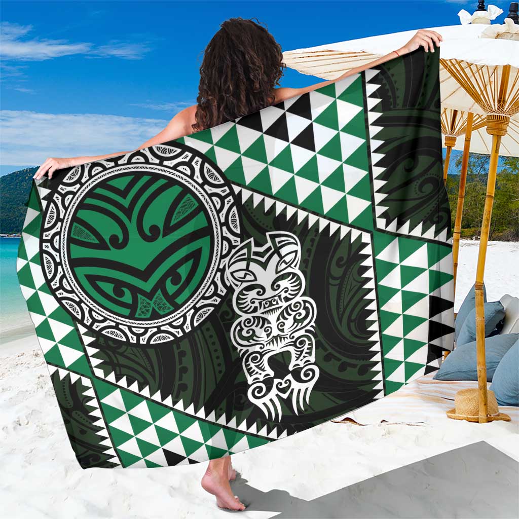 Green Aotearoa Niho Taniwha Sarong Maori Mythology Tooth - Taniko Motifs LT14 One Size 44 x 66 inches Green - Polynesian Pride