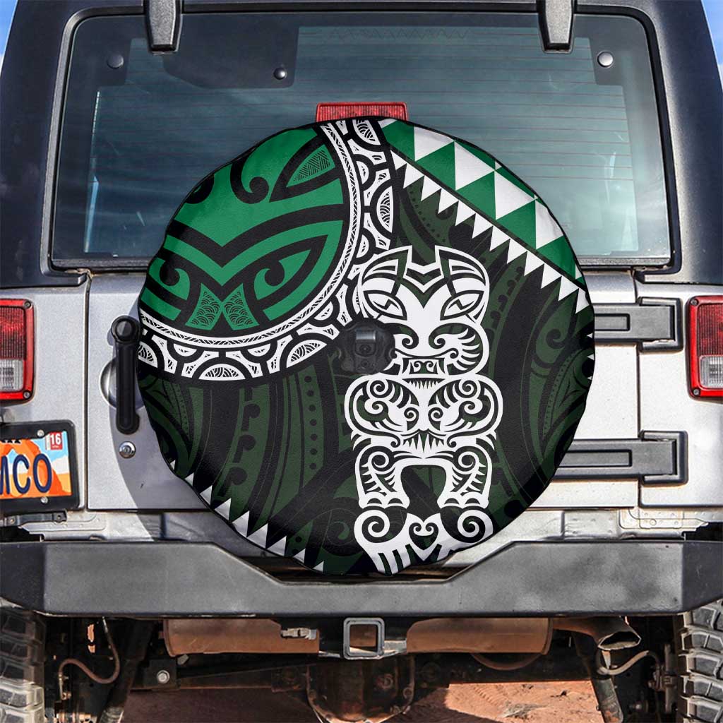 Green Aotearoa Niho Taniwha Spare Tire Cover Maori Mythology Tooth - Taniko Motifs LT14 Green - Polynesian Pride