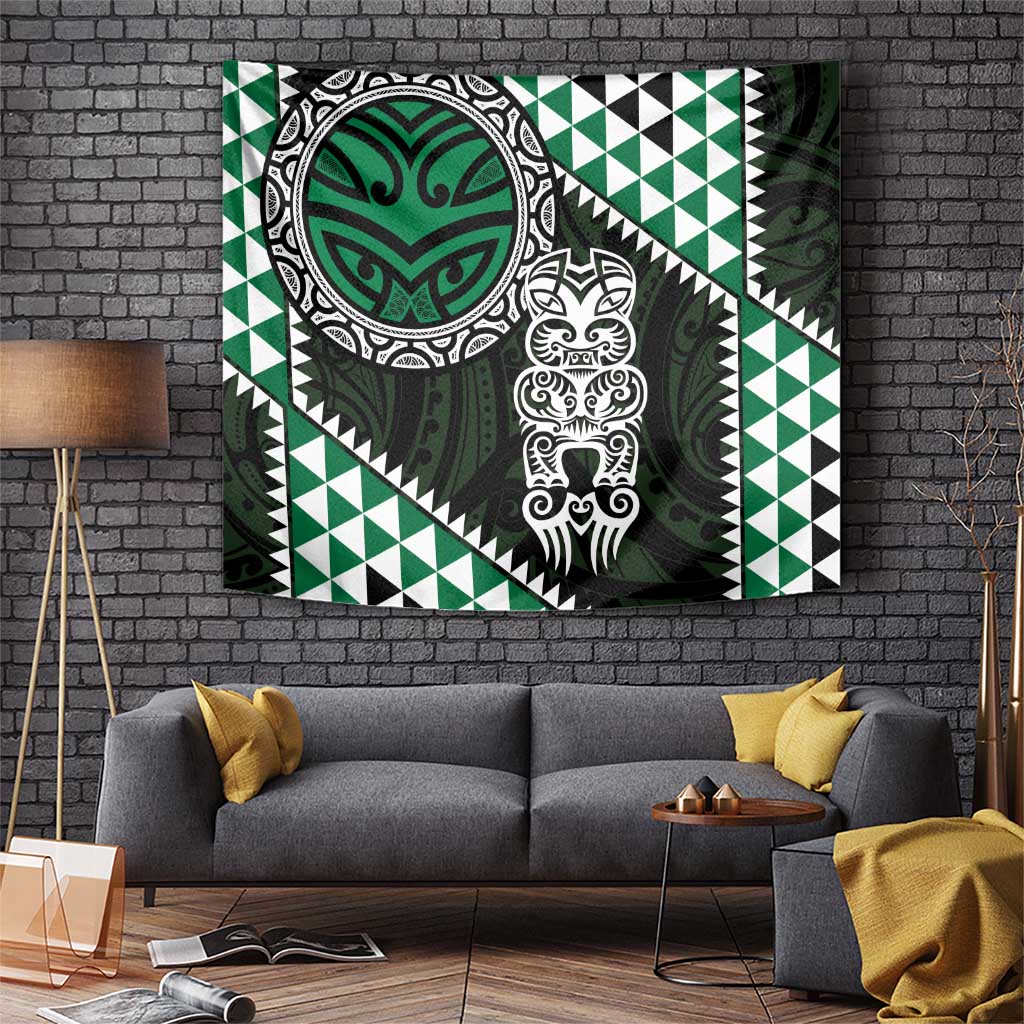 Green Aotearoa Niho Taniwha Tapestry Maori Mythology Tooth - Taniko Motifs LT14 Green - Polynesian Pride
