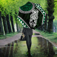 Green Aotearoa Niho Taniwha Umbrella Maori Mythology Tooth - Taniko Motifs - Polynesian Pride