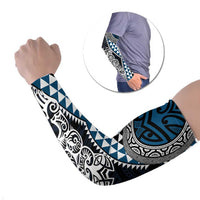 Blue Aotearoa Niho Taniwha Arm Sleeves Maori Mythology Tooth - Taniko Motifs - Polynesian Pride