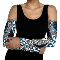 Blue Aotearoa Niho Taniwha Arm Sleeves Maori Mythology Tooth - Taniko Motifs - Polynesian Pride