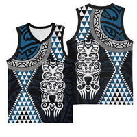 Blue Aotearoa Niho Taniwha Basketball Jersey Maori Mythology Tooth - Taniko Motifs LT14 - Polynesian Pride
