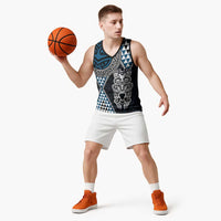Blue Aotearoa Niho Taniwha Basketball Jersey Maori Mythology Tooth - Taniko Motifs LT14 - Polynesian Pride