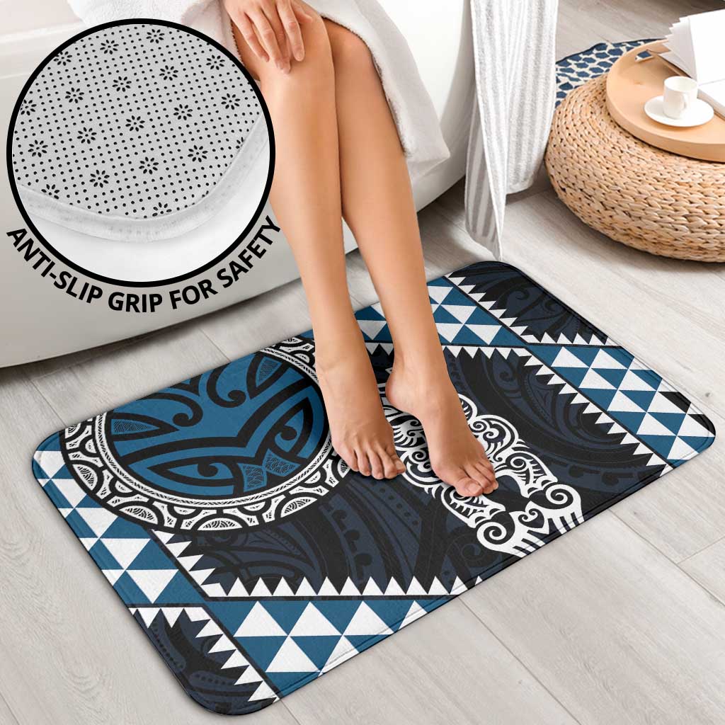Blue Aotearoa Niho Taniwha Bathroom Set Maori Mythology Tooth - Taniko Motifs - Polynesian Pride