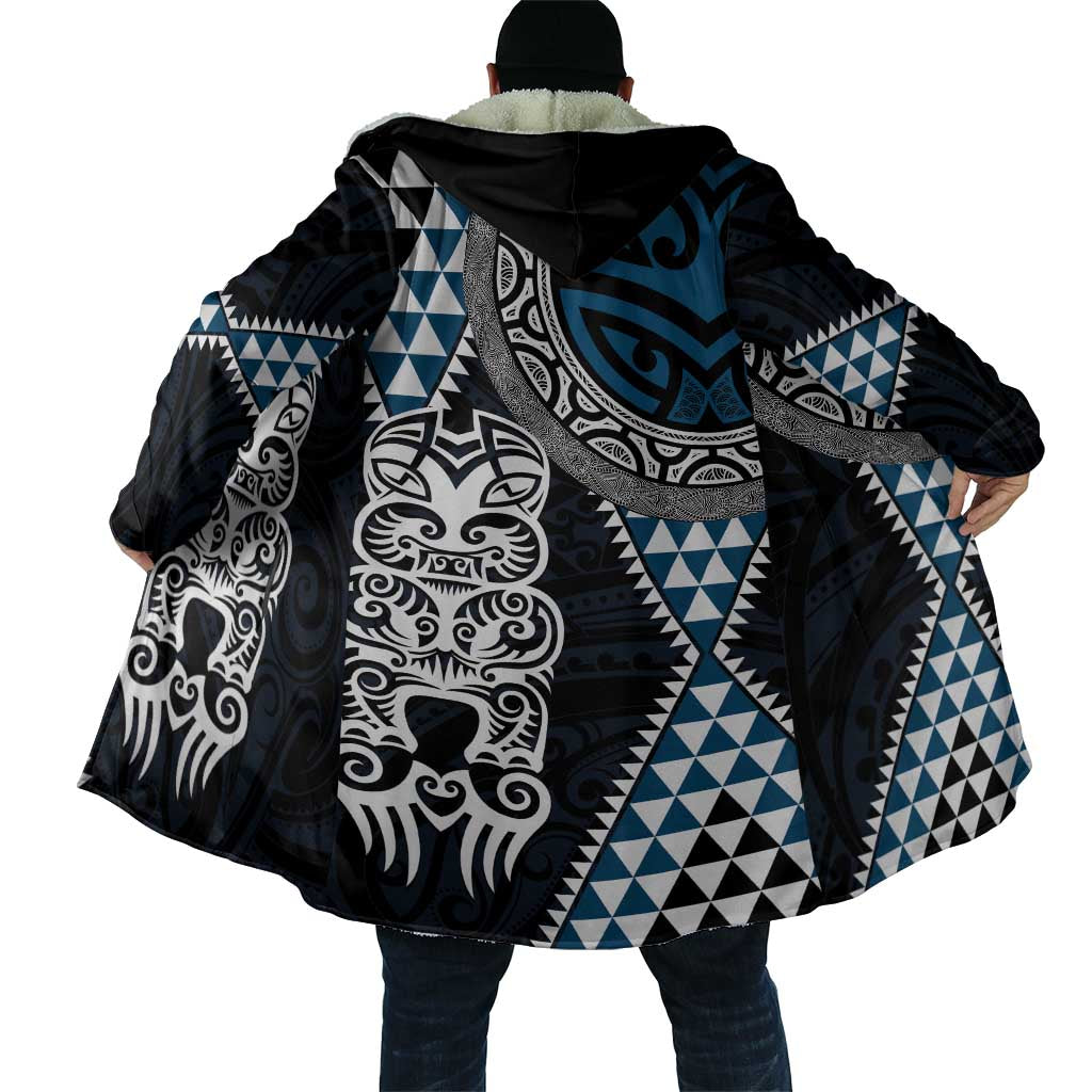 Blue Aotearoa Niho Taniwha Cloak Maori Mythology Tooth - Taniko Motifs - Polynesian Pride