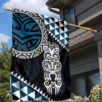 Blue Aotearoa Niho Taniwha Garden Flag Maori Mythology Tooth - Taniko Motifs LT14 - Polynesian Pride