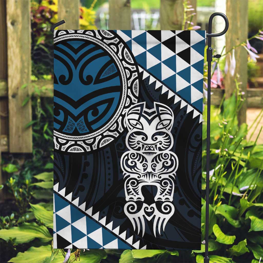 Blue Aotearoa Niho Taniwha Garden Flag Maori Mythology Tooth - Taniko Motifs LT14 Garden Flag Blue - Polynesian Pride