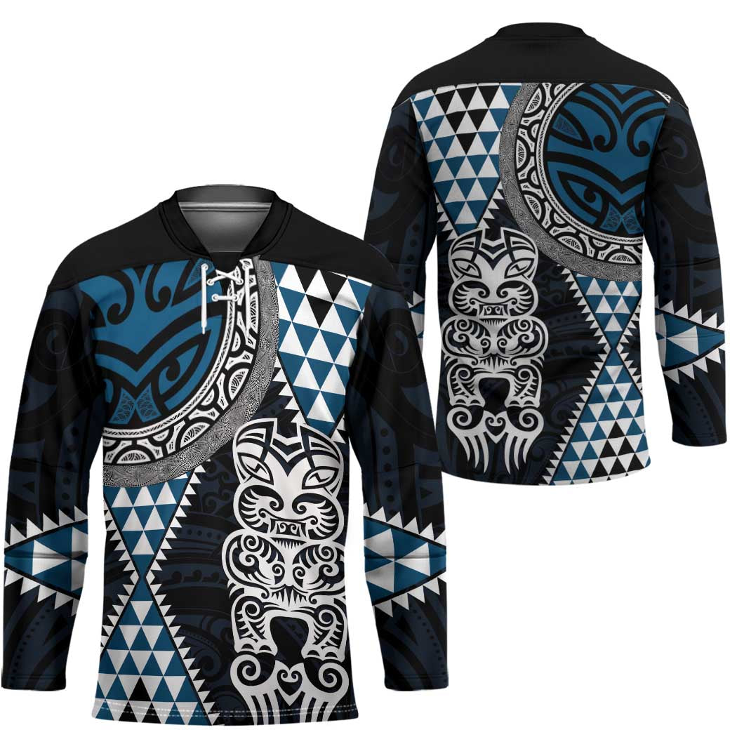 Blue Aotearoa Niho Taniwha Hockey Jersey Maori Mythology Tooth - Taniko Motifs LT14 - Polynesian Pride