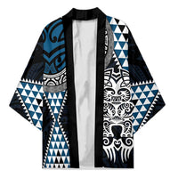 Blue Aotearoa Niho Taniwha Kimono Maori Mythology Tooth - Taniko Motifs - Polynesian Pride