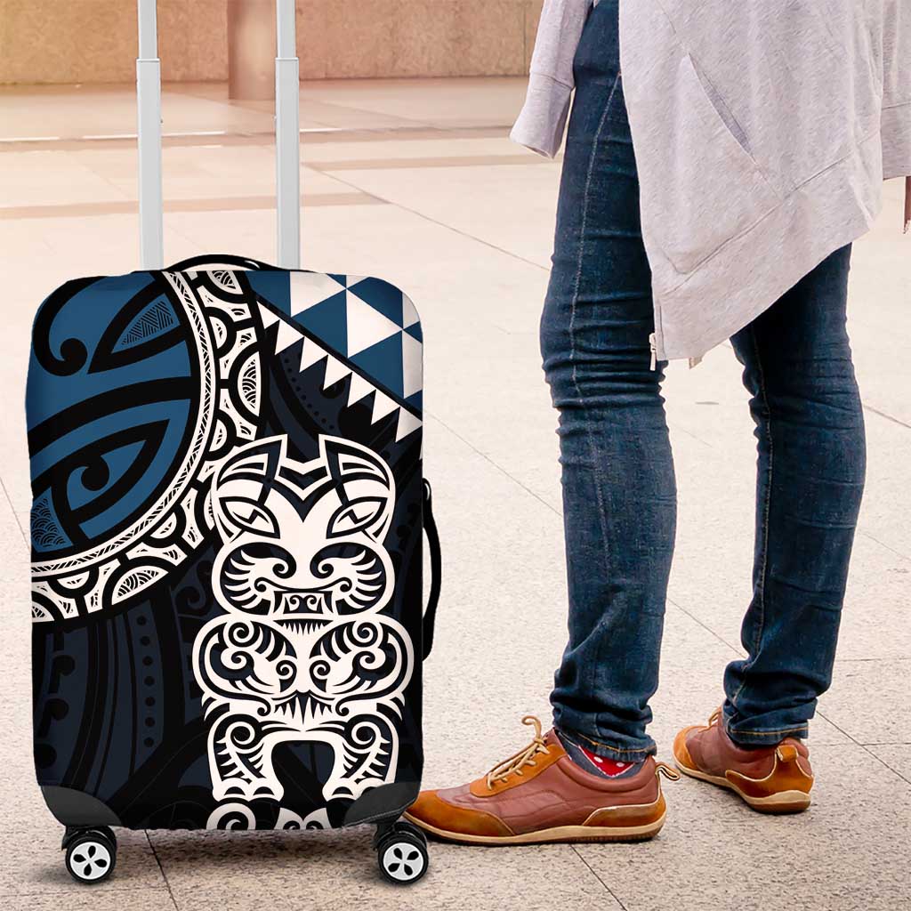 Blue Aotearoa Niho Taniwha Luggage Cover Maori Mythology Tooth - Taniko Motifs LT14 Blue - Polynesian Pride