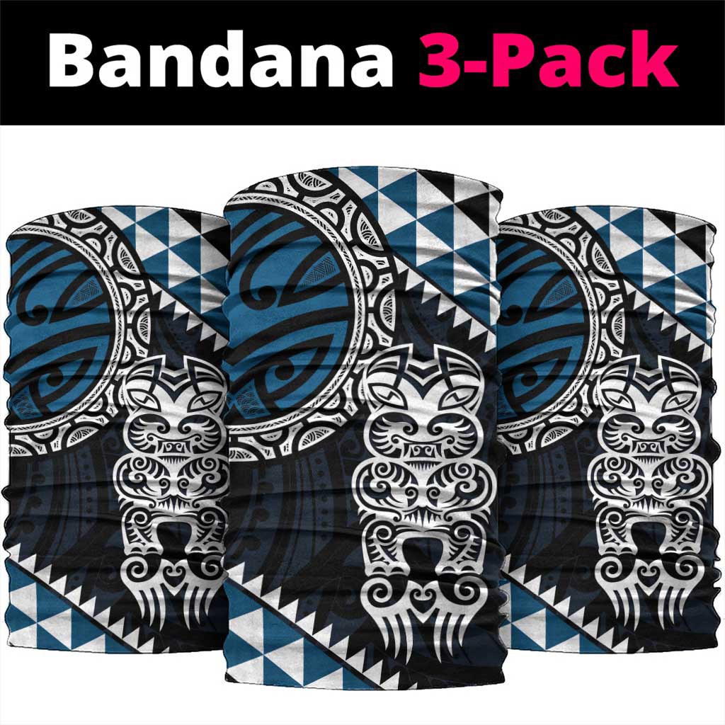 Blue Aotearoa Niho Taniwha Neck Gaiter Maori Mythology Tooth - Taniko Motifs - Polynesian Pride