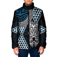 Blue Aotearoa Niho Taniwha Padded Jacket Maori Mythology Tooth - Taniko Motifs LT14 Men Blue - Polynesian Pride