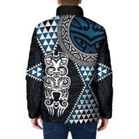 Blue Aotearoa Niho Taniwha Padded Jacket Maori Mythology Tooth - Taniko Motifs LT14 - Polynesian Pride