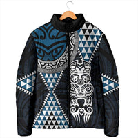 Blue Aotearoa Niho Taniwha Padded Jacket Maori Mythology Tooth - Taniko Motifs LT14 - Polynesian Pride