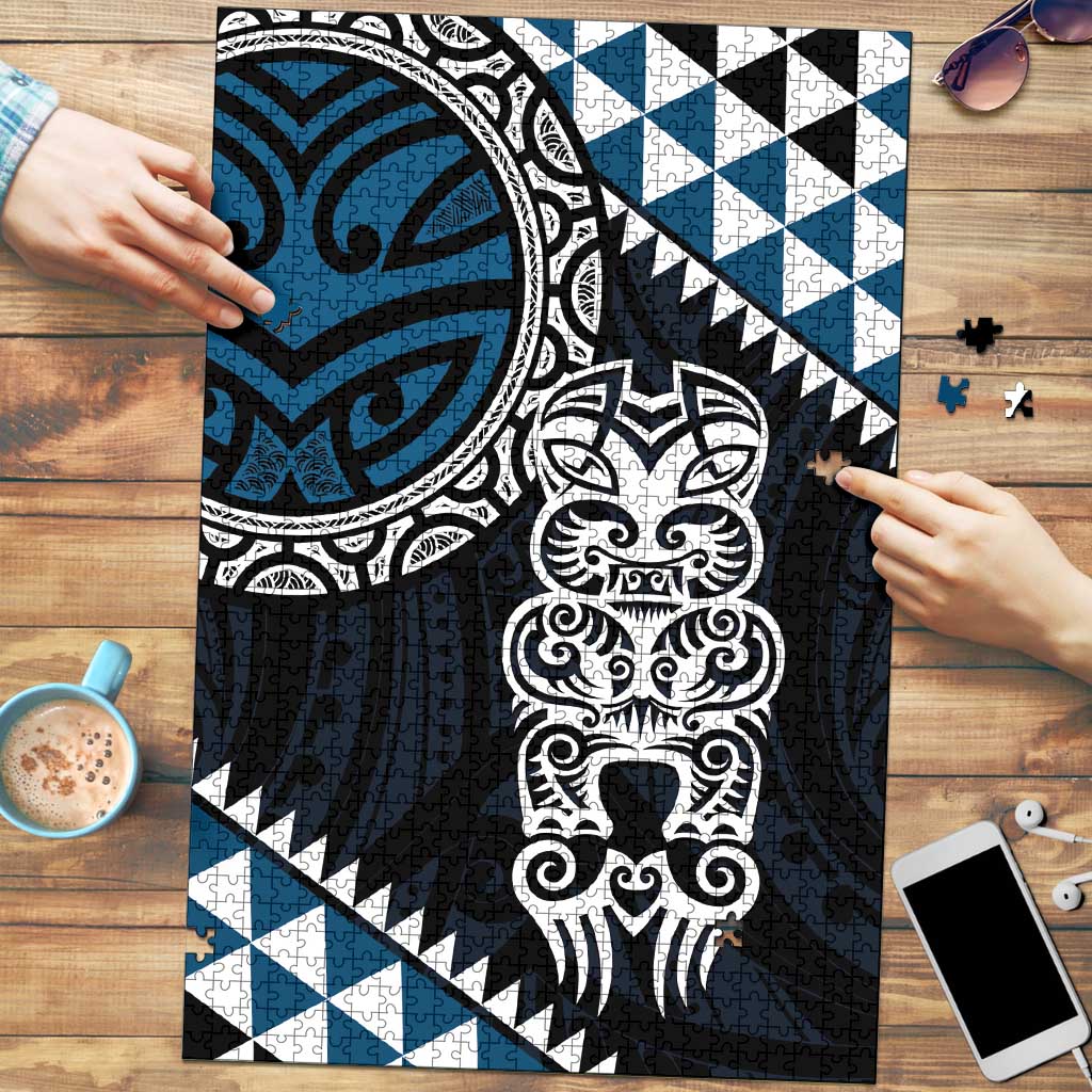 Blue Aotearoa Niho Taniwha Puzzle Maori Mythology Tooth - Taniko Motifs LT14 Blue - Polynesian Pride