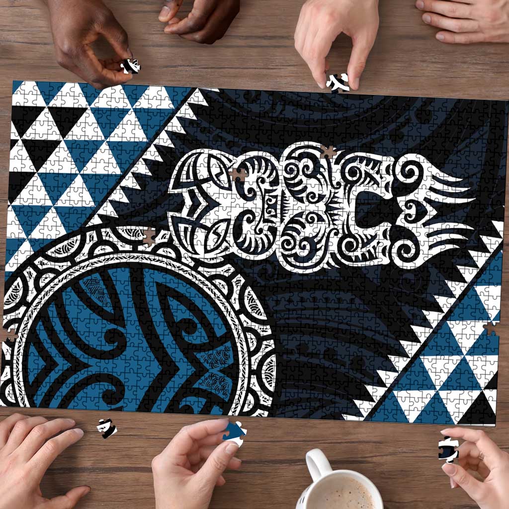 Blue Aotearoa Niho Taniwha Puzzle Maori Mythology Tooth - Taniko Motifs LT14 - Polynesian Pride