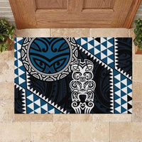 Blue Aotearoa Niho Taniwha Rubber Doormat Maori Mythology Tooth - Taniko Motifs LT14 Blue - Polynesian Pride