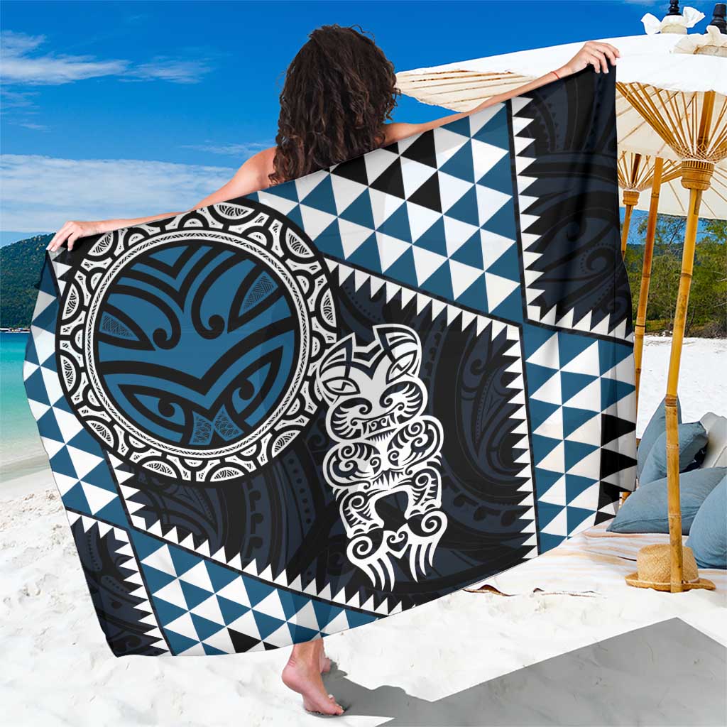 Blue Aotearoa Niho Taniwha Sarong Maori Mythology Tooth - Taniko Motifs LT14 One Size 44 x 66 inches Blue - Polynesian Pride