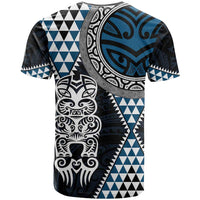 Blue Aotearoa Niho Taniwha T Shirt Maori Mythology Tooth - Taniko Motifs
