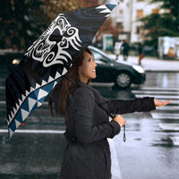 Blue Aotearoa Niho Taniwha Umbrella Maori Mythology Tooth - Taniko Motifs - Polynesian Pride