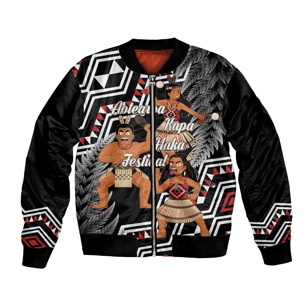 Aotearoa Kapa Haka Bomber Jacket 2025 Festival - Traditional Maori Dance LT14 Unisex Black - Polynesian Pride