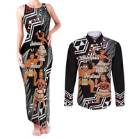 Aotearoa Kapa Haka Couples Matching Tank Maxi Dress and Long Sleeve Button Shirt 2025 Festival - Traditional Maori Dance