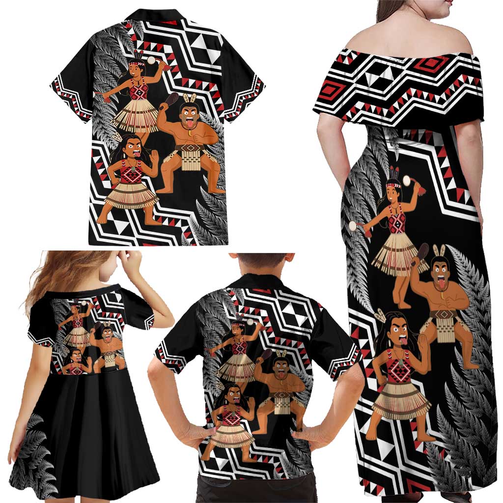 Aotearoa Kapa Haka Family Matching Off Shoulder Maxi Dress and Hawaiian Shirt 2025 Festival - Traditional Maori Dance