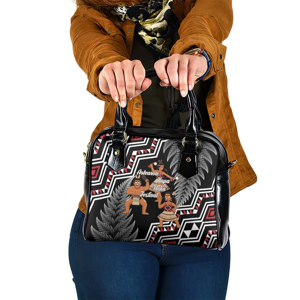 Aotearoa Kapa Haka Shoulder Handbag 2025 Festival - Traditional Maori Dance LT14 One Size Black - Polynesian Pride