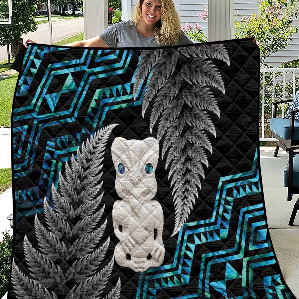 Aotearoa Taniko Paua Shell With Hei Tiki Quilt LT14 Black - Polynesian Pride