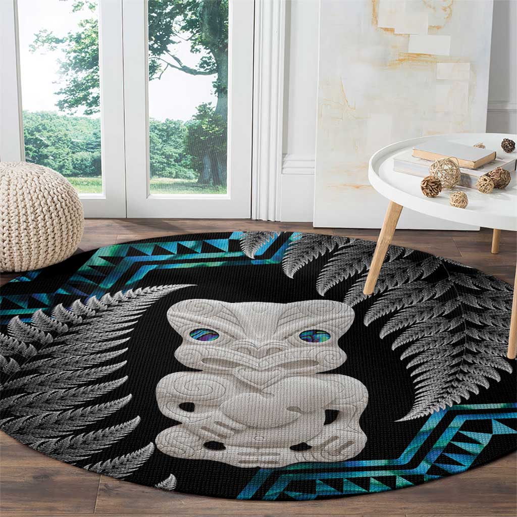 Aotearoa Taniko Paua Shell With Hei Tiki Round Carpet LT14 - Polynesian Pride