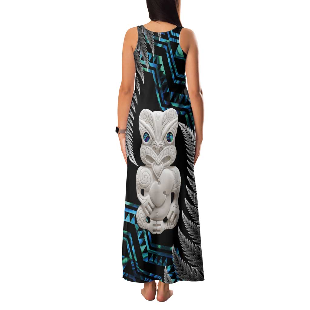 Aotearoa Taniko Paua Shell With Hei Tiki Tank Maxi Dress