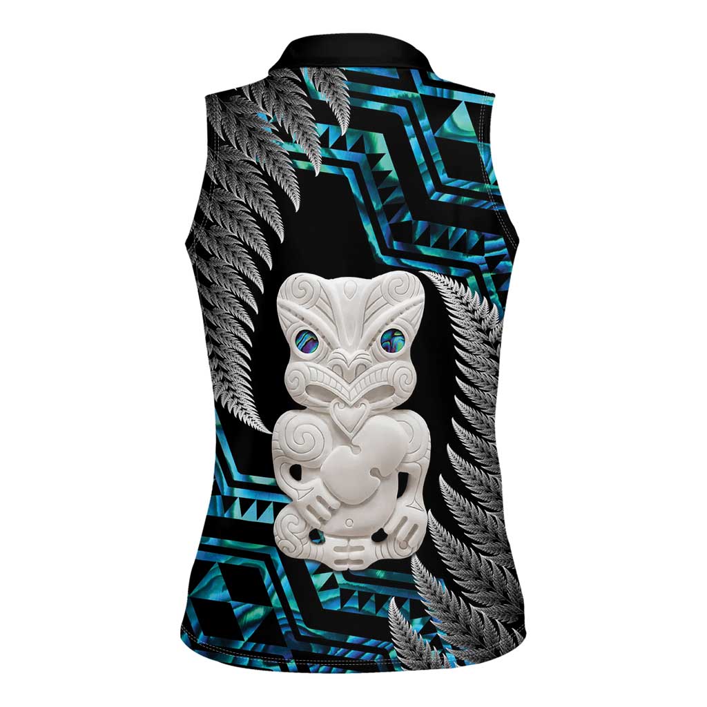 Aotearoa Taniko Paua Shell With Hei Tiki Women Sleeveless Polo Shirt