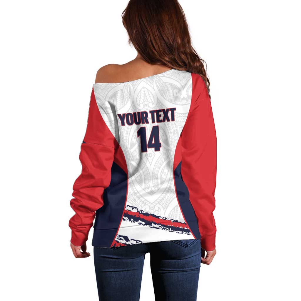 AS Venus Tahiti Football Custom Off Shoulder Sweater Go Champions Polynesian Pattern