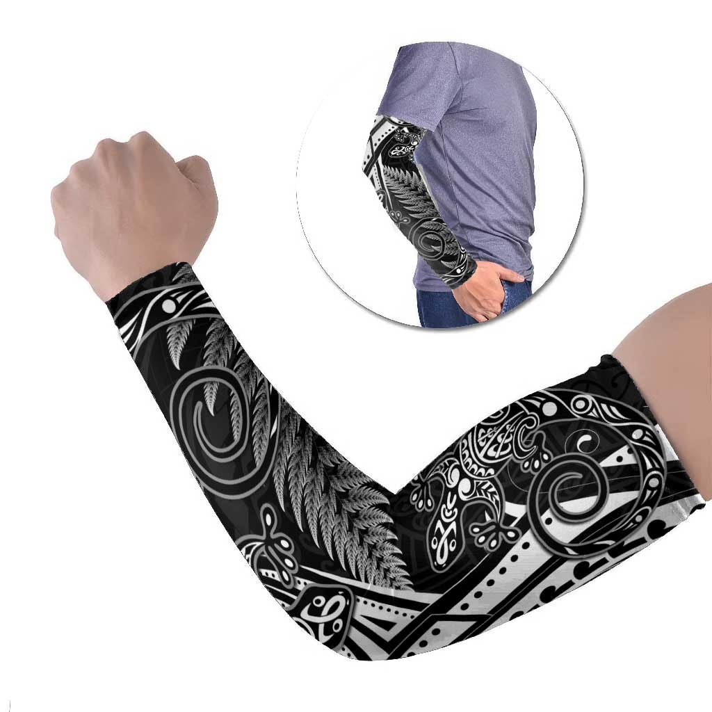 New Zealand Lizard Arm Sleeves Silver Fern Aotearoa Maori - Polynesian Pride
